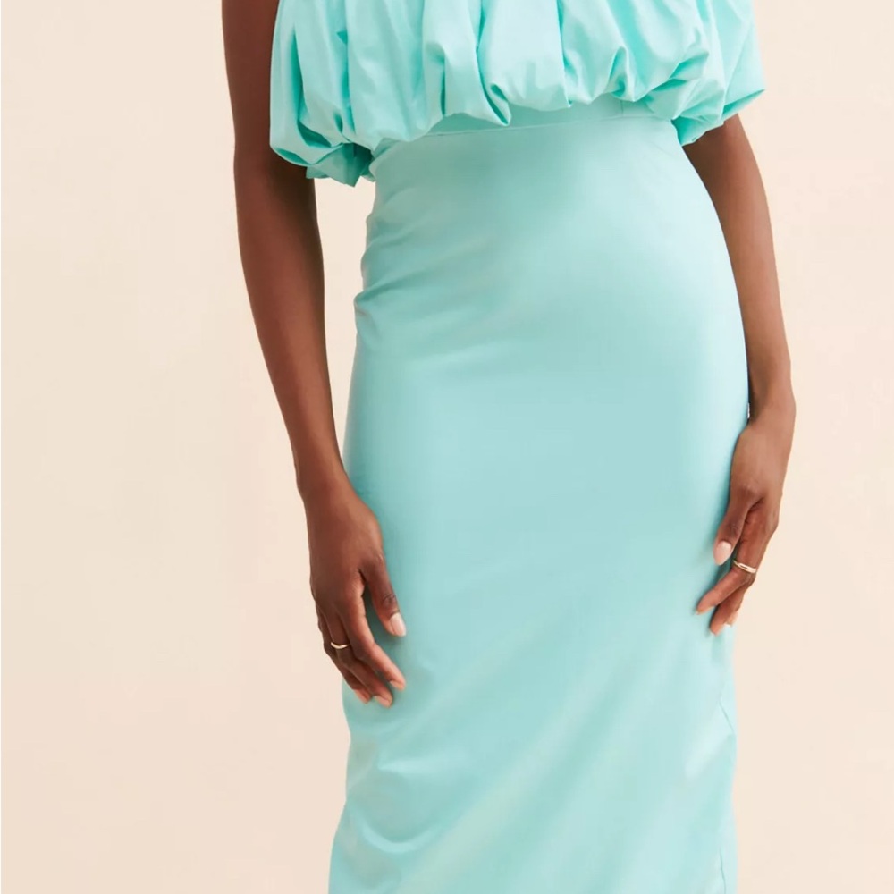 Anthropologie - Let Me Be Aqua Strapless Dress